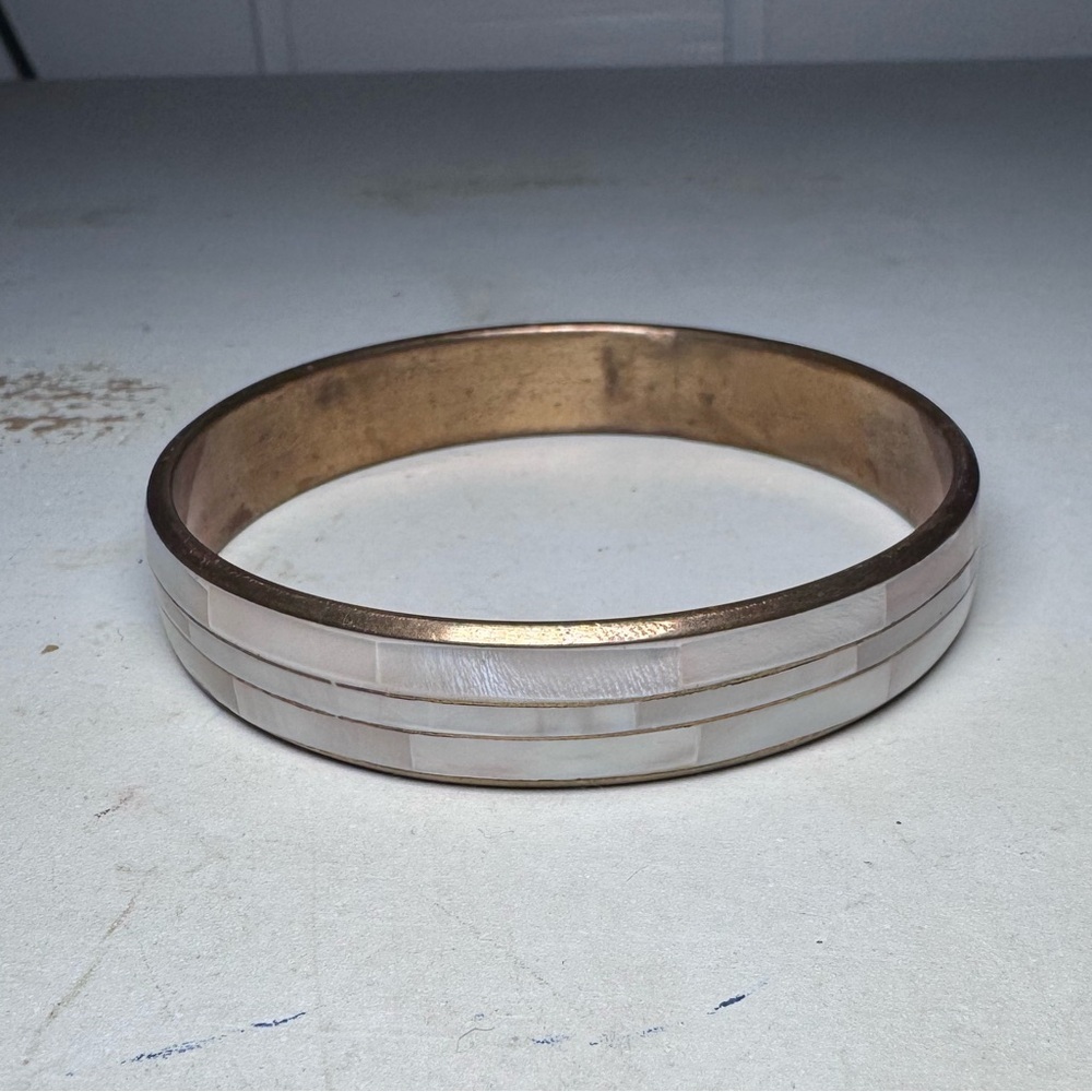 Mother of Pearl Inlay Bangle Bracelet